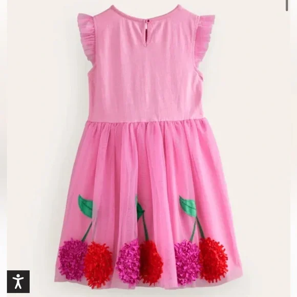 NEW Mini Boden Jersey Tulle Cherry Appliqué Dress 2-3 Years - Picture 8 of 9